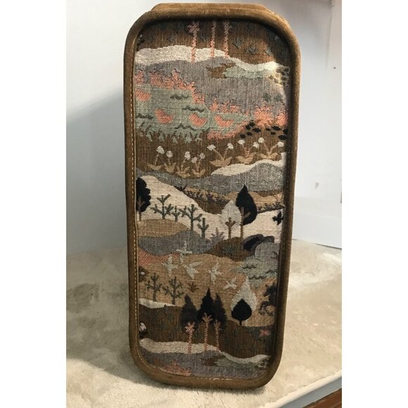 Vtg French Luggage Co Tapestry Brown Suede Luggage Set Countryside with Unicorn - Picture 16 of 16